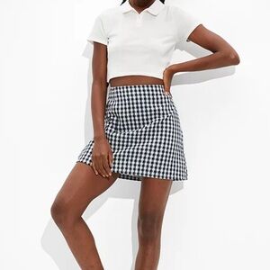 American Eagle Gingham Notched Mini Skirt
